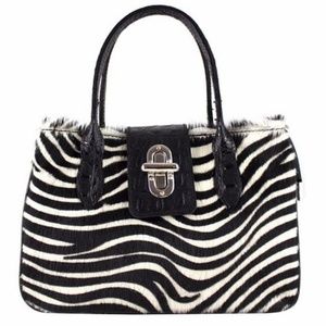 Zebra Pony Hair Bag Cavallino Leather Handbag